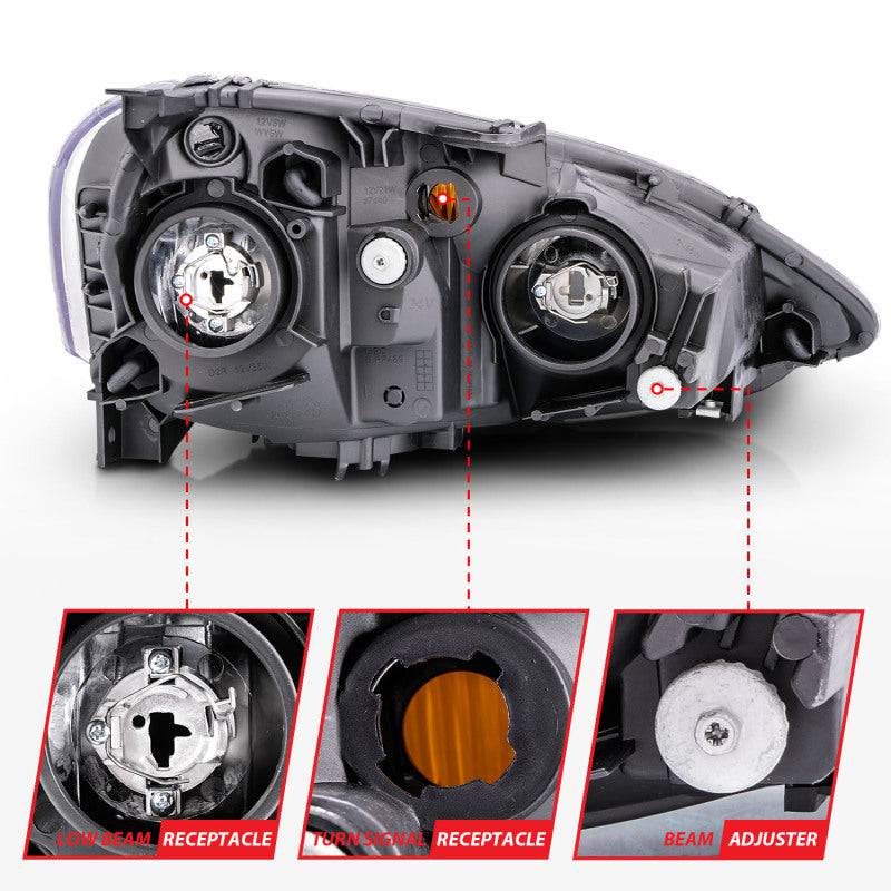 ANZO 2002-2004 Acura Rsx Crystal Headlights Black - Striker Modified