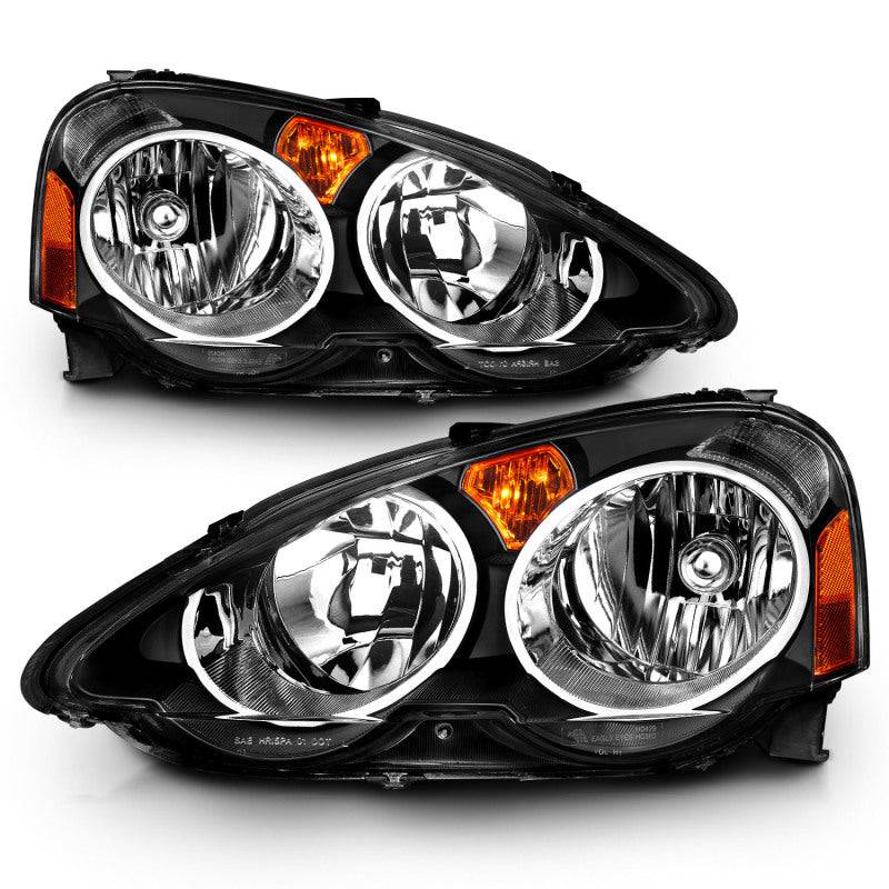 ANZO 2002-2004 Acura Rsx Crystal Headlights Black - Striker Modified
