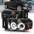 ANZO 2002-2005 Dodge Ram 1500 Projector Headlights w/ Halo Black Clear Amber - Striker Modified