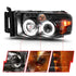 ANZO 2002-2005 Dodge Ram 1500 Projector Headlights w/ Halo Black Clear Amber - Striker Modified