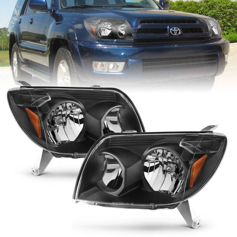 ANZO 2003-2005 Toyota 4Runner Crystal Headlights Black - Striker Modified