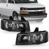 ANZO 2003-2017 Chevy Express Crystal Headlight Black - Striker Modified