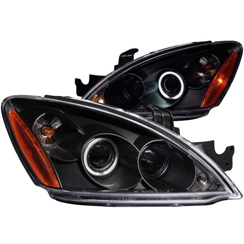 ANZO 2004-2007 Mitsubishi Lancer Projector Headlights w/ Halo Black (CCFL) - Striker Modified