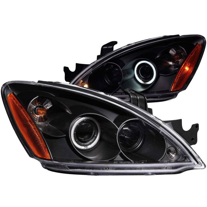 ANZO 2004-2007 Mitsubishi Lancer Projector Headlights w/ Halo Black (CCFL) - Striker Modified