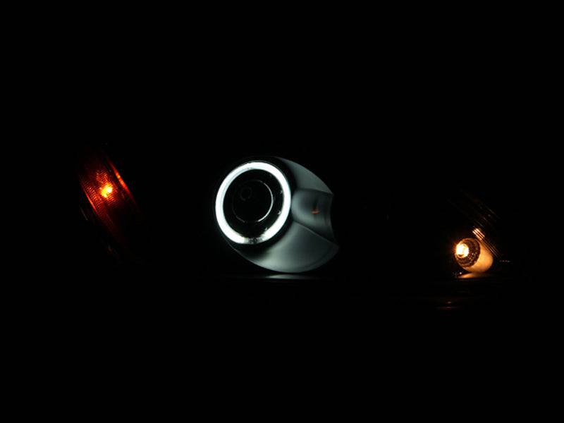ANZO 2004-2007 Mitsubishi Lancer Projector Headlights w/ Halo Black (CCFL) - Striker Modified