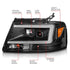 ANZO 2004-2008 Ford  F-150 Projector Headlights w/ Light Bar Black Housing - Striker Modified