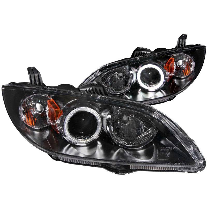 ANZO 2004-2008 Mazda 3 Projector Headlights w/ Halo Black (CCFL) - Striker Modified