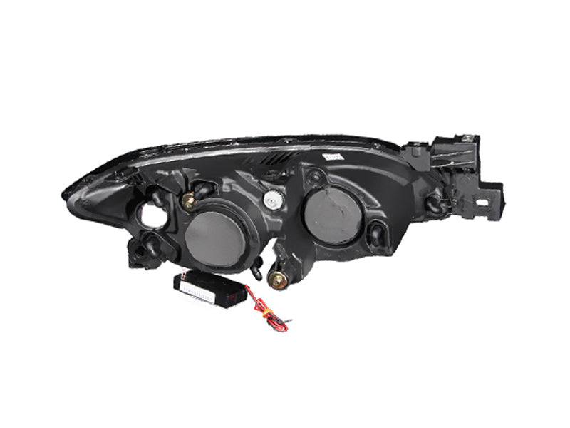 ANZO 2004-2008 Mazda 3 Projector Headlights w/ Halo Black (CCFL) - Striker Modified