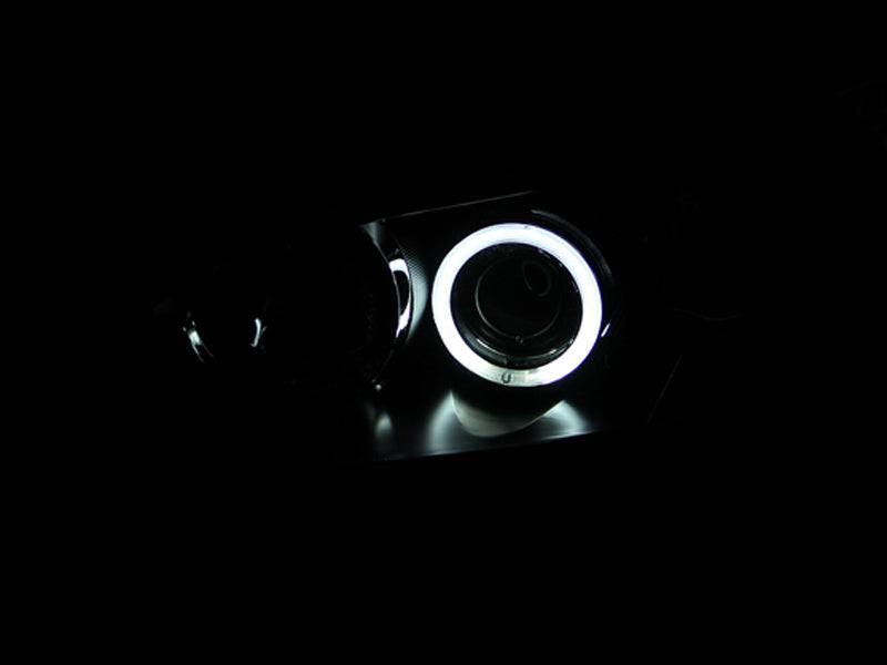 ANZO 2004-2008 Mazda 3 Projector Headlights w/ Halo Black (CCFL) - Striker Modified