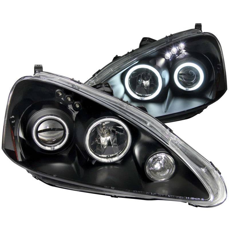 ANZO 2005-2006 Acura Rsx Projector Headlights w/ Halo Black - Striker Modified