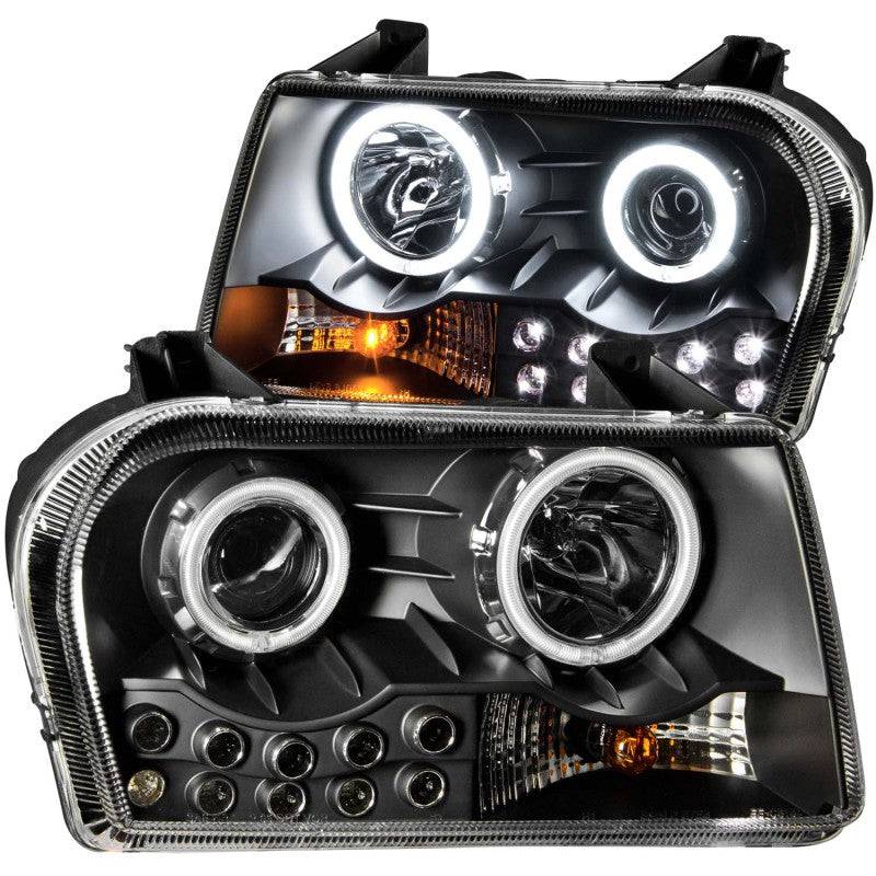 ANZO 2005-2010 Chrysler 300 Projector Headlights w/ Halo Black (Does Not Fit S Models) - Striker Modified