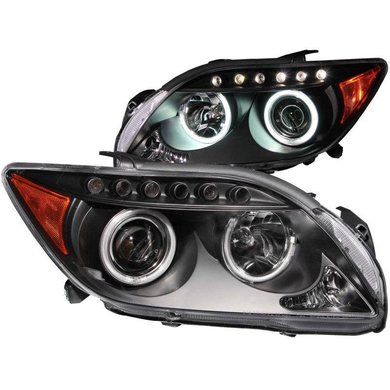 ANZO 2005-2010 Scion Tc Projector Headlights w/ Halo Black (CCFL) - Striker Modified