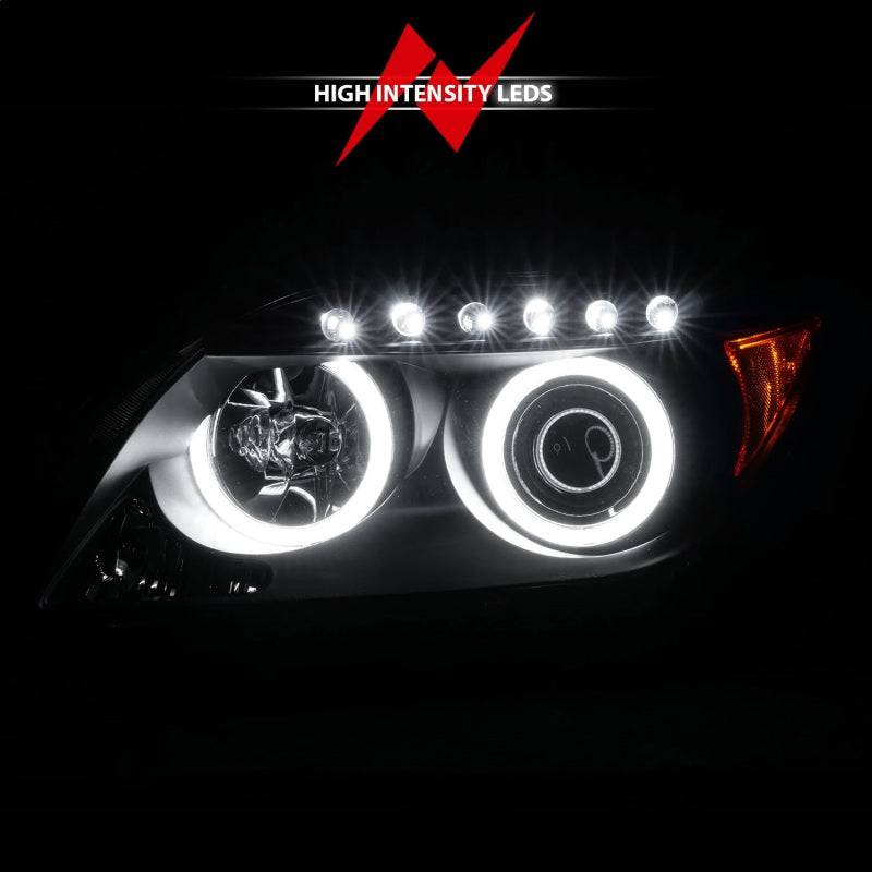 ANZO 2005-2010 Scion Tc Projector Headlights w/ Halo Black (CCFL) - Striker Modified