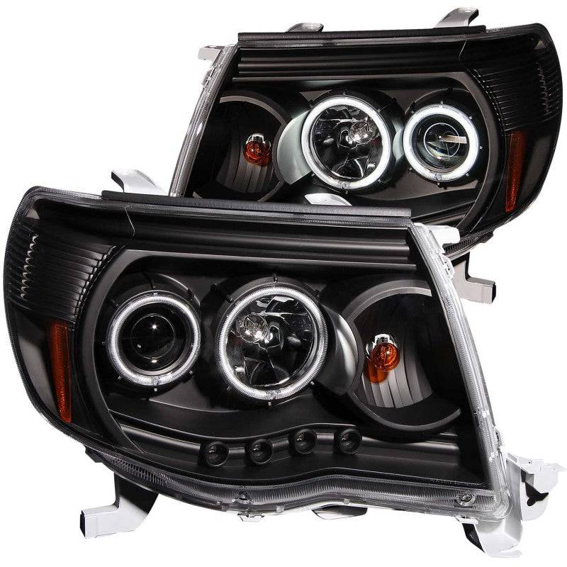ANZO 2005-2011 Toyota Tacoma Projector Headlights w/ Halo Black - Striker Modified