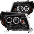 ANZO 2005-2011 Toyota Tacoma Projector Headlights w/ Halo Black - Striker Modified