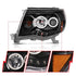 ANZO 2005-2011 Toyota Tacoma Projector Headlights w/ Halo Black - Striker Modified