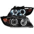 ANZO 2006-2008 BMW 3 Series E90-E91 Projector Headlights w/ Halo w/ LED Bar Black (CCFL) - Striker Modified