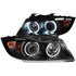 ANZO 2006-2008 BMW 3 Series E90-E91 Projector Headlights w/ Halo w/ LED Bar Black (CCFL) - Striker Modified