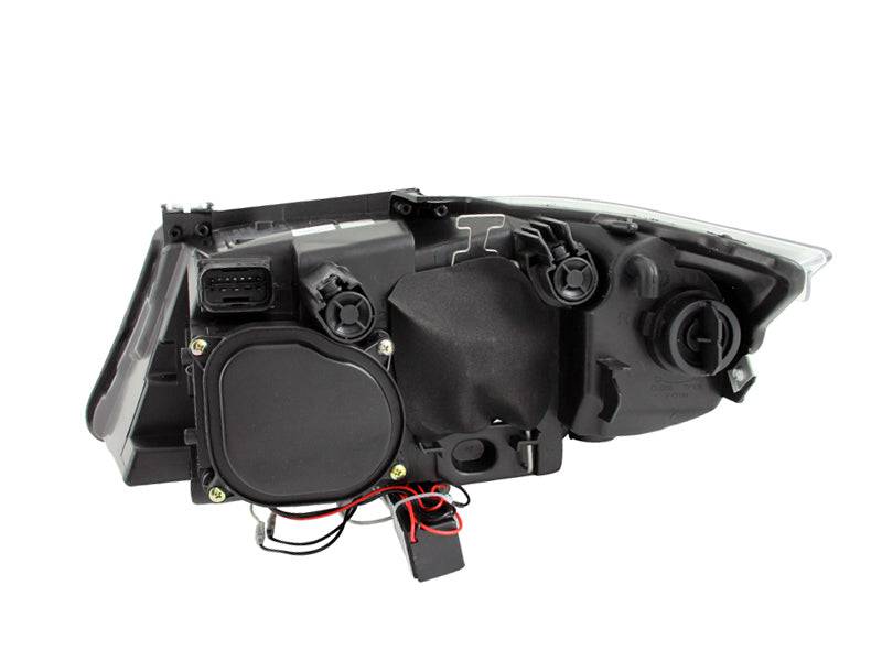ANZO 2006-2008 BMW 3 Series E90-E91 Projector Headlights w/ Halo w/ LED Bar Black (CCFL) - Striker Modified