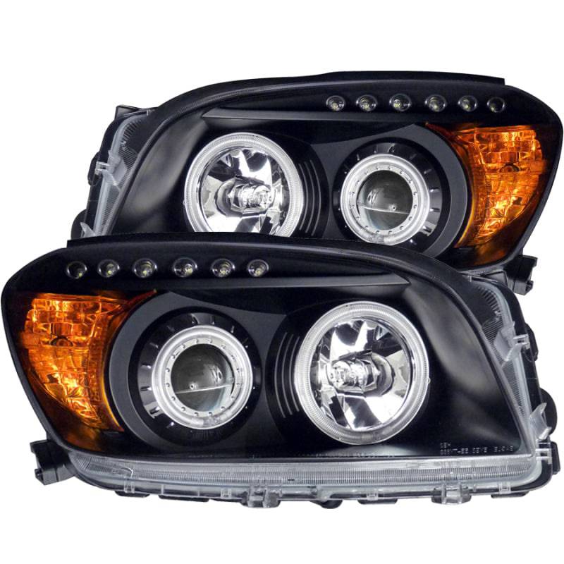 ANZO 2006-2008 Toyota Rav4 Projector Headlights w/ Halo Black - Striker Modified