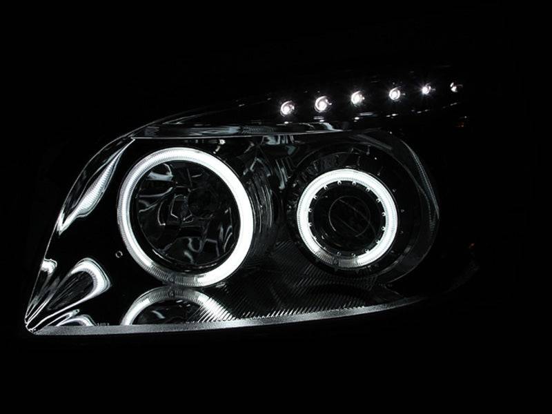 ANZO 2006-2008 Toyota Rav4 Projector Headlights w/ Halo Black - Striker Modified