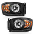 ANZO 2006-2009 Dodge Ram 1500 Crystal Headlight  Black Amber - Striker Modified