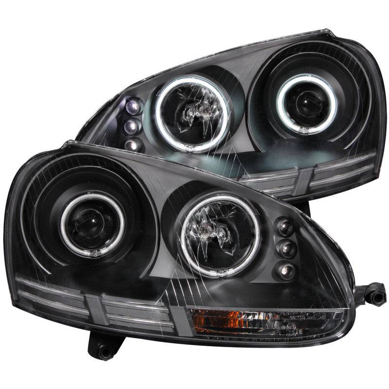 ANZO 2006-2009 Volkswagen Rabbit Projector Headlights w/ Halo Black (CCFL) - Striker Modified