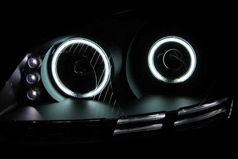 ANZO 2006-2009 Volkswagen Rabbit Projector Headlights w/ Halo Black (CCFL) - Striker Modified