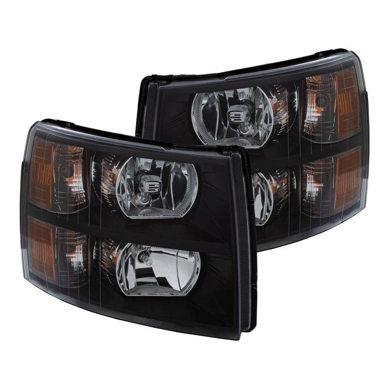 ANZO 2007-2013 Chevrolet Silverado Crystal Headlights Black - Striker Modified