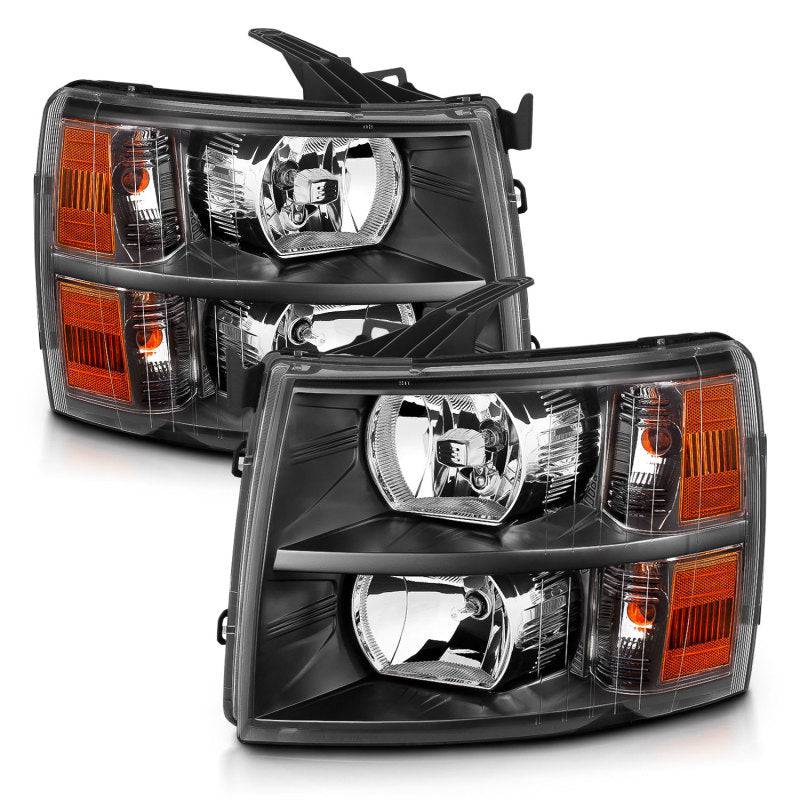 ANZO 2007-2013 Chevrolet Silverado Crystal Headlights Black - Striker Modified