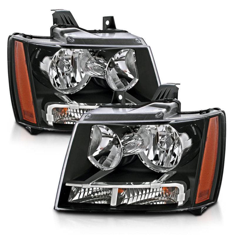ANZO 2007-2014 Chevrolet Tahoe/Suburban Crystal Headlights Black - Striker Modified