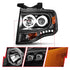 ANZO 2007-2014 Ford Expedition Projector Headlights w/ Halo Black - Striker Modified