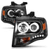 ANZO 2007-2014 Ford Expedition Projector Headlights w/ Halo Black - Striker Modified