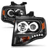 ANZO 2007-2014 Ford Expedition Projector Headlights w/ Halo Black - Striker Modified