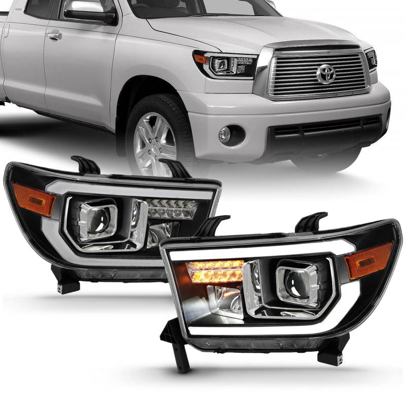 ANZO 2007-2014 Toyota Tundra Projector Light Bar H.L Black Amber(Led High Beam) (Halogen Version) - Striker Modified