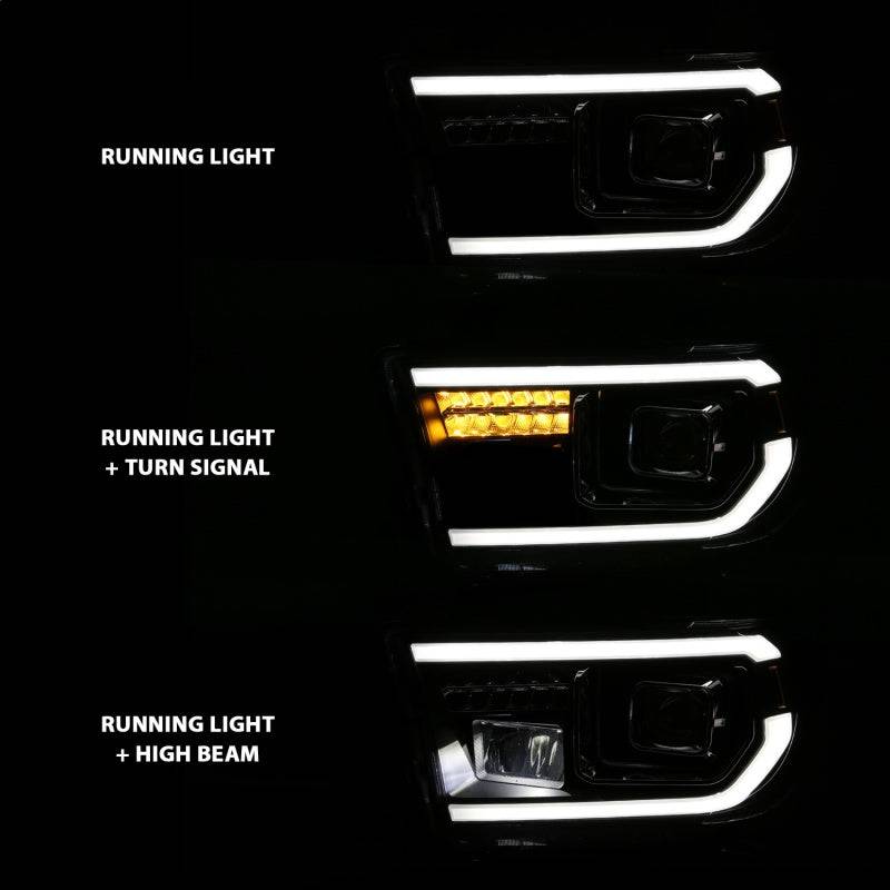 ANZO 2007-2014 Toyota Tundra Projector Light Bar H.L Black Amber(Led High Beam) (Halogen Version) - Striker Modified