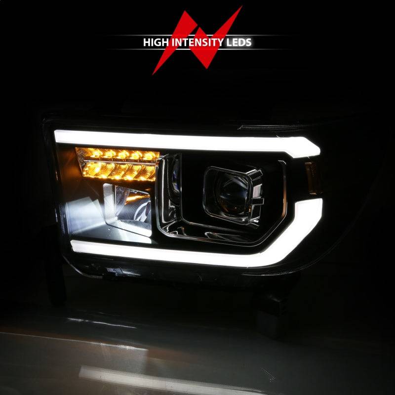 ANZO 2007-2014 Toyota Tundra Projector Light Bar H.L Black Amber(Led High Beam) (Halogen Version) - Striker Modified