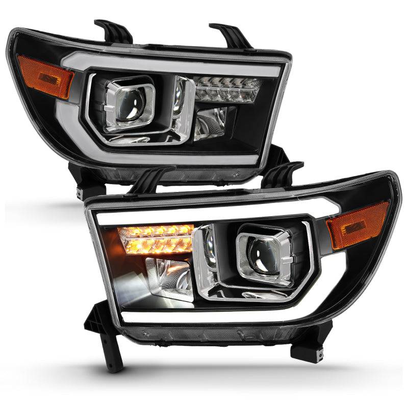 ANZO 2007-2014 Toyota Tundra Projector Light Bar H.L Black Amber(Led High Beam) (Halogen Version) - Striker Modified