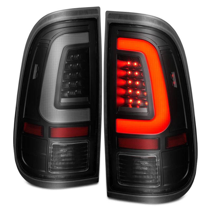 ANZO 2008-2016 Ford  F-250  LED Tail w/ Lights Bar Black Housing Smoke Lens - Striker Modified