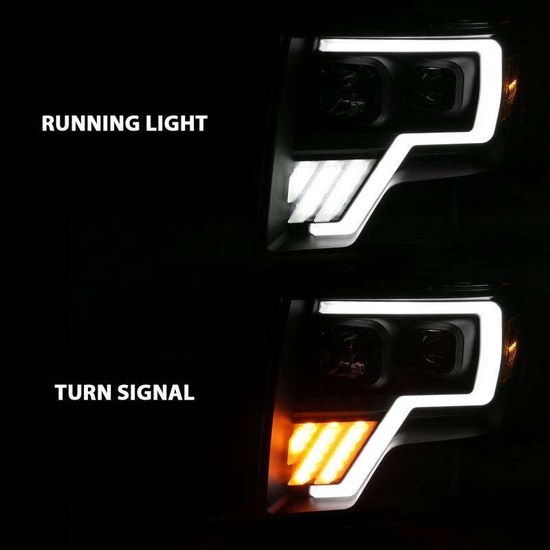 ANZO 2009-2013 Ford F-150 Projector Light Bar G4 Switchback H.L.Black Amber - Striker Modified