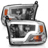 ANZO 2009-2018 Dodge Ram 1500/ 2500/ 3500 Crystal Headlights w/ Light Bar Chrome Housing - Striker Modified