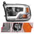 ANZO 2009-2018 Dodge Ram 1500/ 2500/ 3500 Crystal Headlights w/ Light Bar Chrome Housing - Striker Modified