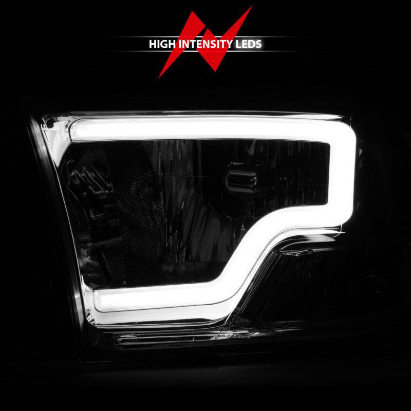 ANZO 2009-2018 Dodge Ram 1500/ 2500/ 3500 Crystal Headlights w/ Light Bar Chrome Housing - Striker Modified