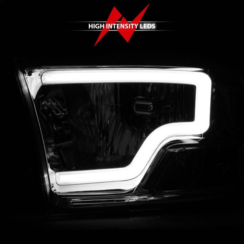 ANZO 2009-2018 Dodge Ram 1500/ 2500/ 3500 Crystal Headlights w/ Light Bar Chrome Housing - Striker Modified