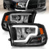 ANZO 2009-2018 Dodge Ram 1500 Crystal Headlights w/ Light Bar Black Housing - Striker Modified