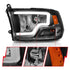 ANZO 2009-2018 Dodge Ram 1500 Crystal Headlights w/ Light Bar Black Housing - Striker Modified