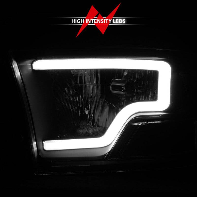 ANZO 2009-2018 Dodge Ram 1500 Crystal Headlights w/ Light Bar Black Housing - Striker Modified