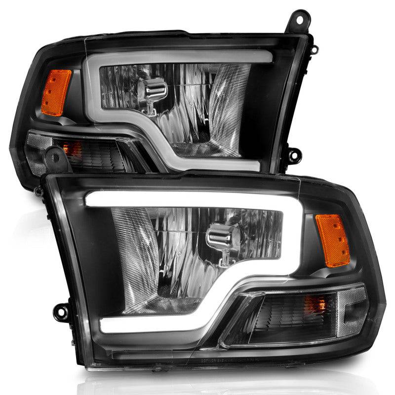 ANZO 2009-2018 Dodge Ram 1500 Crystal Headlights w/ Light Bar Black Housing - Striker Modified