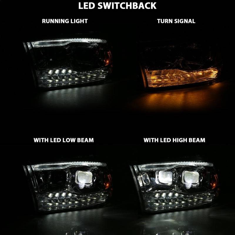 ANZO 2009-2018 Dodge Ram 1500 Led Projector Plank Style Switchback H.L Halo Chrome Amber (OE Style) - Striker Modified