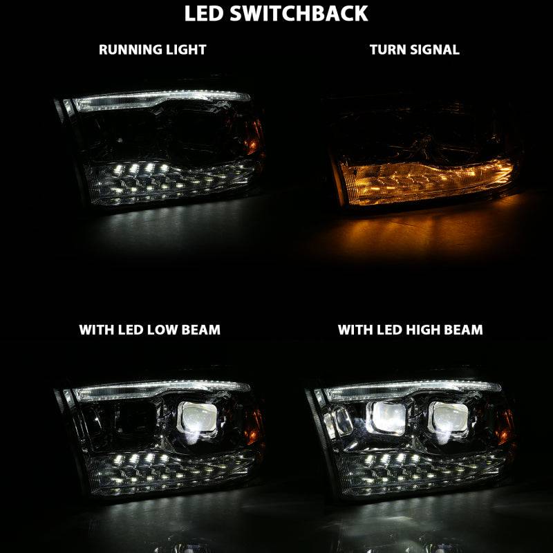 ANZO 2009-2018 Dodge Ram 1500 Led Projector Plank Style Switchback H.L Halo Chrome Amber (OE Style) - Striker Modified